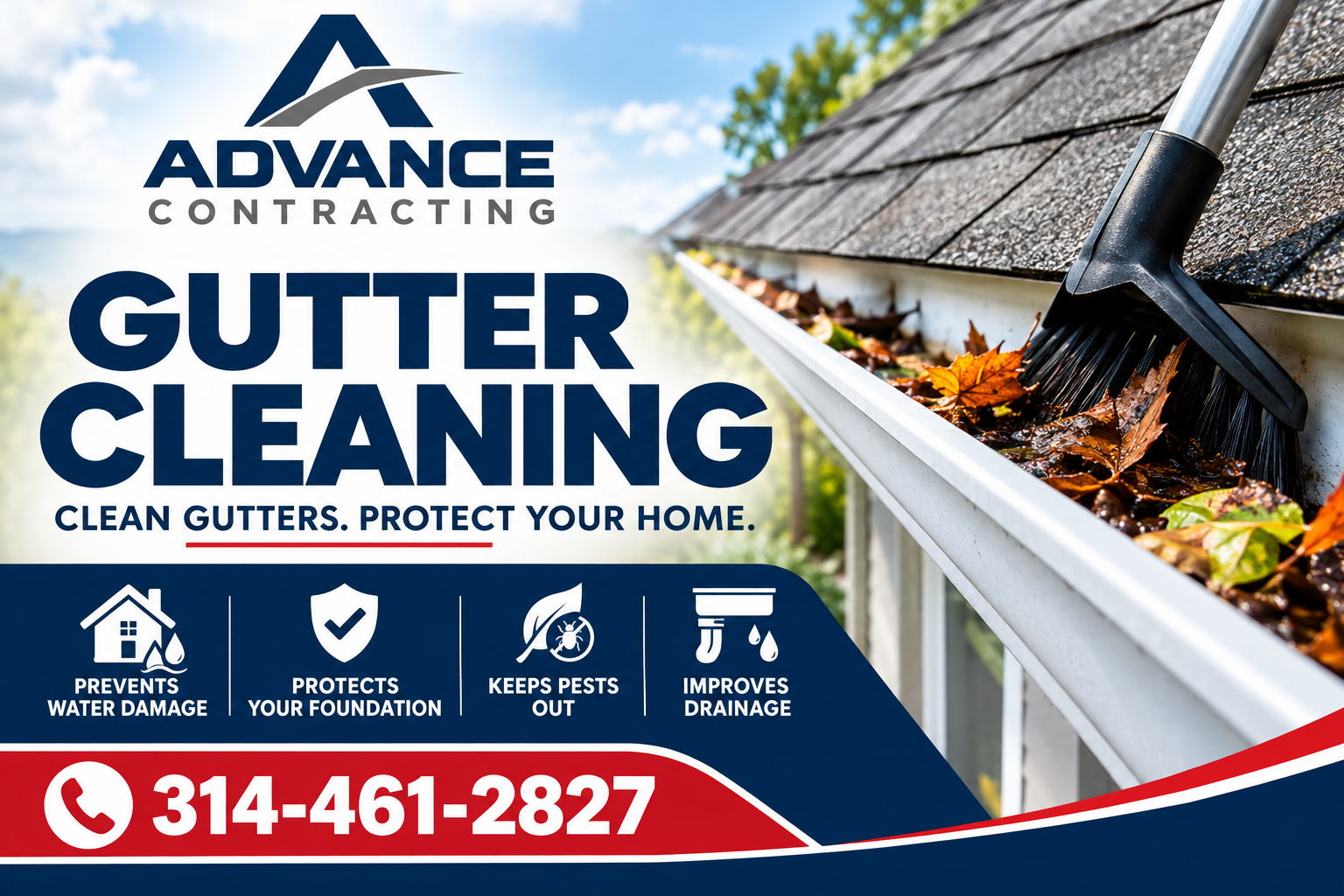 Advance Contracting Gutter Cleaning — Clean Gutters. Protect Your Home. Call 314-461-2827